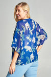 Plus Size Floral Chiffon Tie Up Top