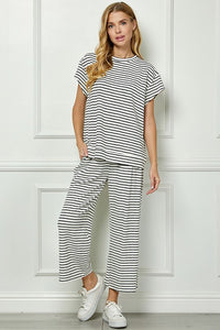 Stripe Short Sleeve Lounge Top