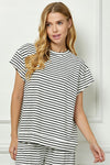 Stripe Short Sleeve Lounge Top