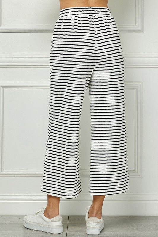 Stripe Cropped Wide Pants