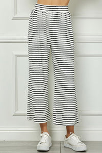 Stripe Cropped Wide Pants