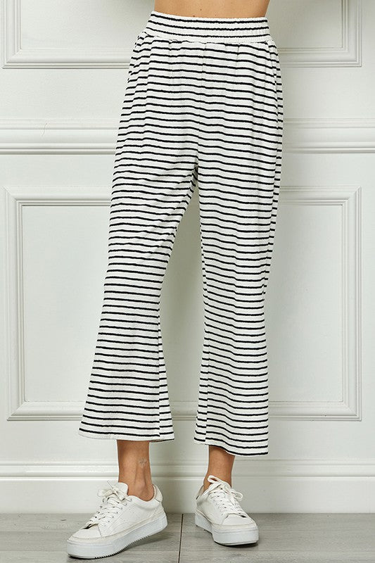 Stripe Cropped Wide Pants