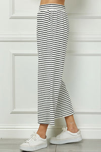 Stripe Cropped Wide Pants