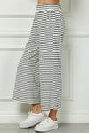 Stripe Cropped Wide Pants