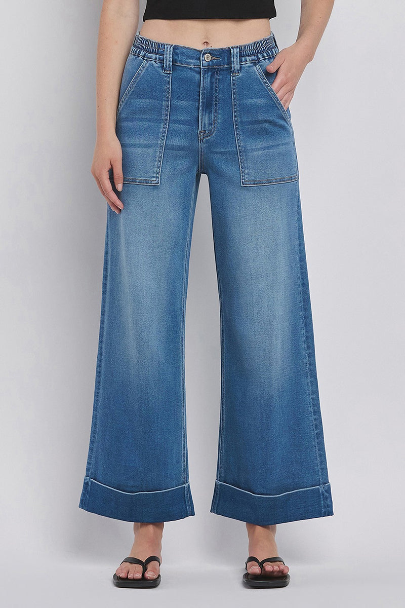 Double Cuffed Wide Leg Jeans