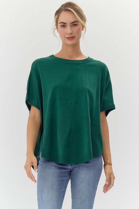 Half Dolman Sleeve Knit Top