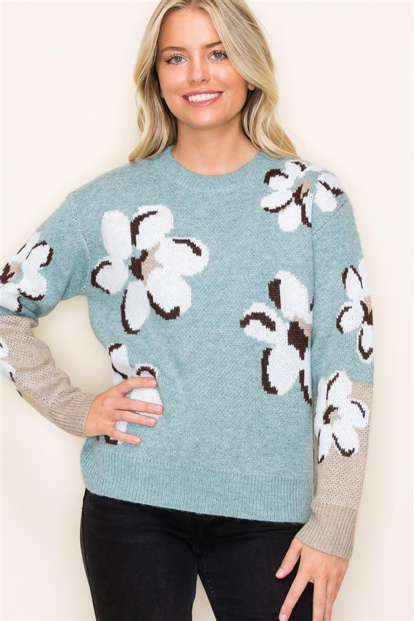 Jaquard Flower Sweater