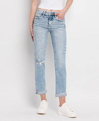 TUMMY CONTROL HIGH RISE CUFF SLIM STRAIGHT JEANS