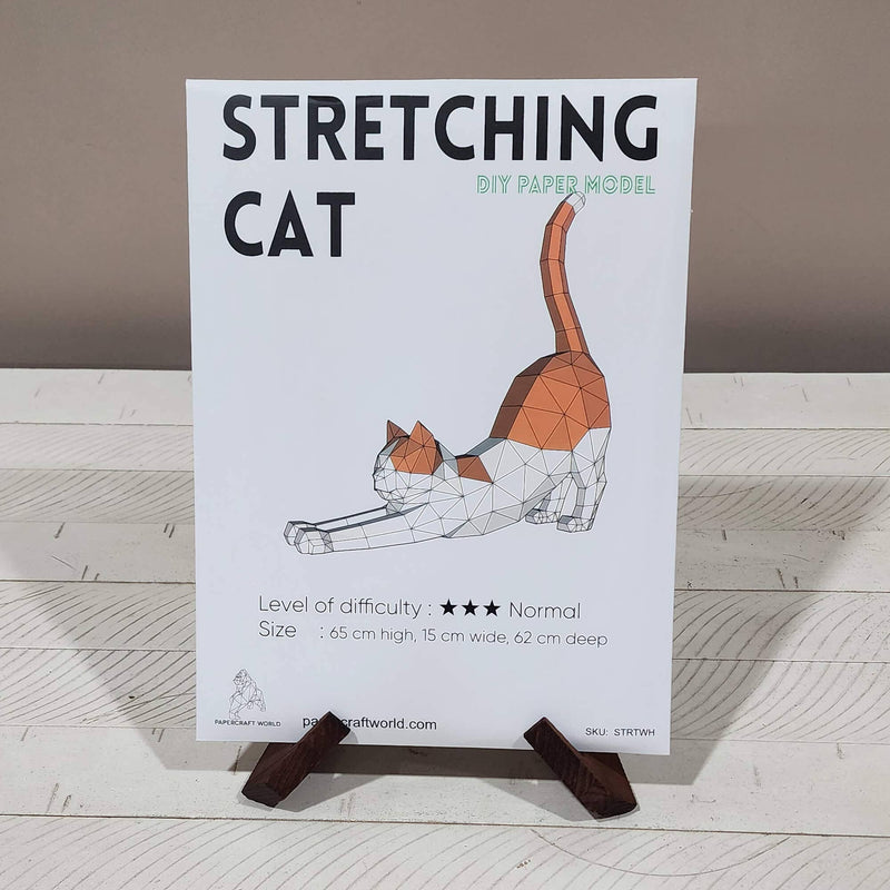 Stretching Cat 3D PaperCraft Origami Model