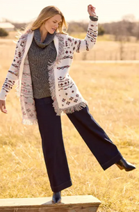 FRINGED SHAWL COLLAR SWEATER CARDIGAN