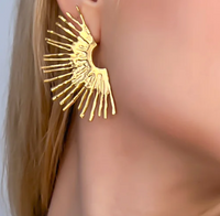 Water Resistant Gold Earrings Sunburst