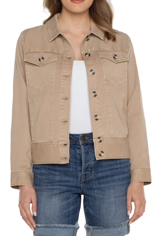 Trucker Jacket with Elastic Waistband