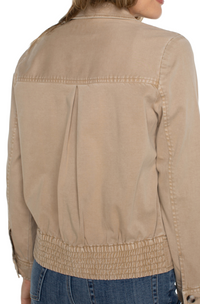 Trucker Jacket with Elastic Waistband