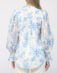 Printed Tencel Blend Ruffle Blouse