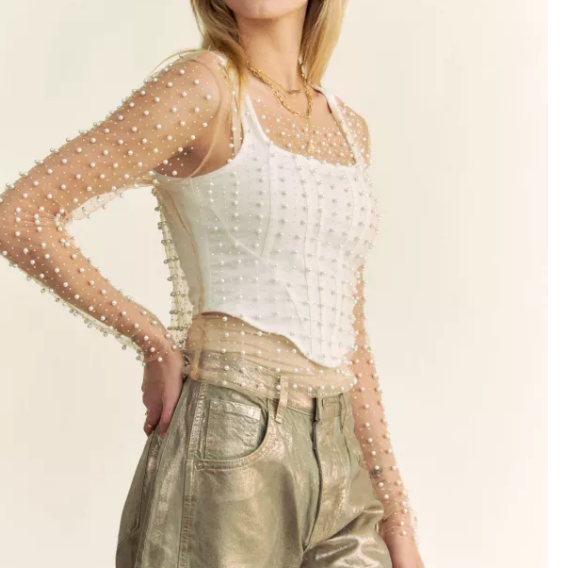 Bead and Pearl  Mesh Top (Regular and Plus)