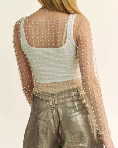 Bead and Pearl  Mesh Top (Regular and Plus)