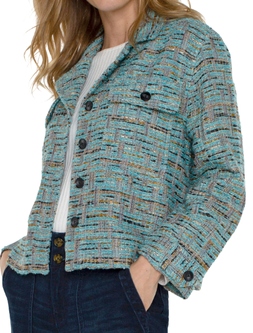 Button Front Boucle Shacket