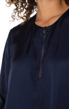 Zip Front Wover Blouse