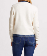 Sweater with Denim Trim and Pockets