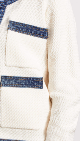 Sweater with Denim Trim and Pockets