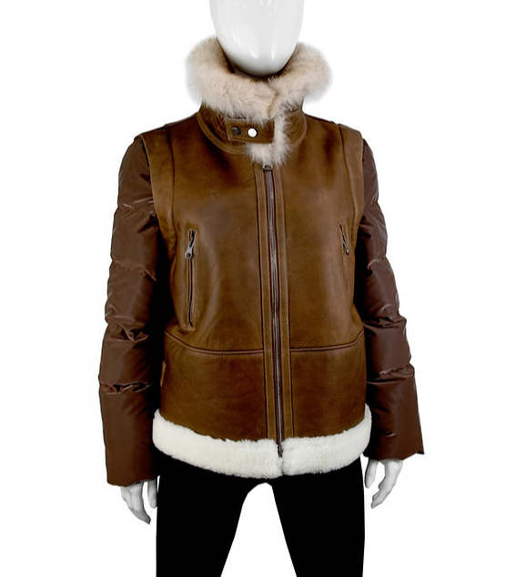 Shearling Puffer Jacket with Fox Collar