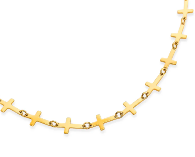 Sideways Cross Gold Filled Necklace