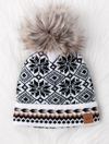 Patterned Knit Winter Hats with Pom