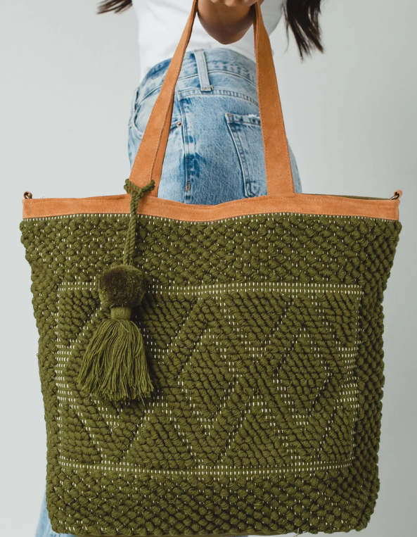 Olive Woven Tote