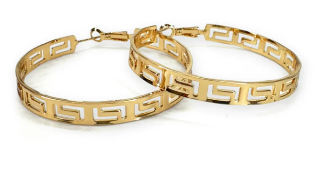 Gold Designer Style Hoop Earrings