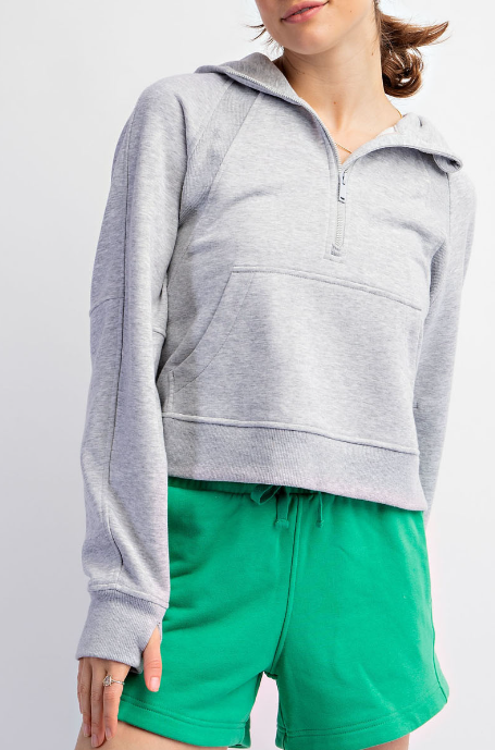 French Terry Cropped Hoodie