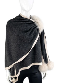 Wool Wrap with Fur Pull-Through Loop