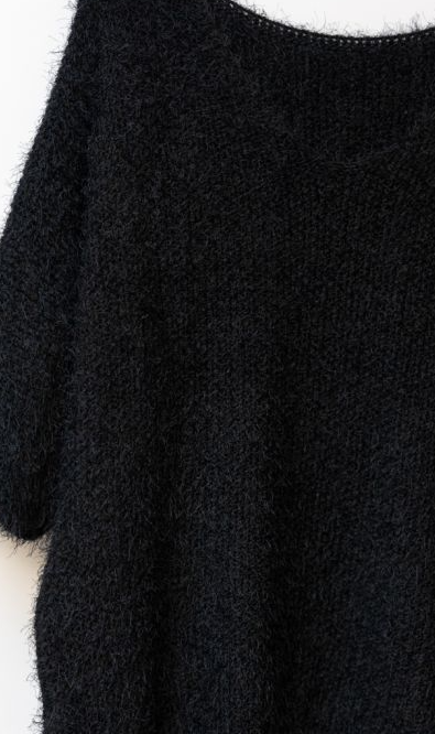 Short Sleeve Fluffy Knit Italian Sweater