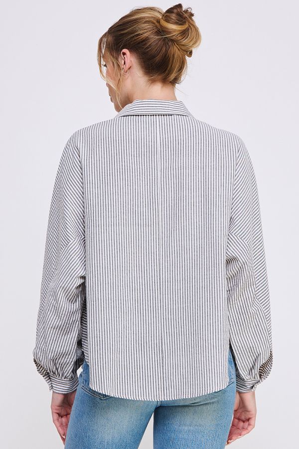 Striped Dolman Button Front Shirt