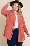 Plus Size Soft Solid Open Front Cardigan
