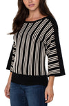 Black and White Contrast Stripe Dolman Top