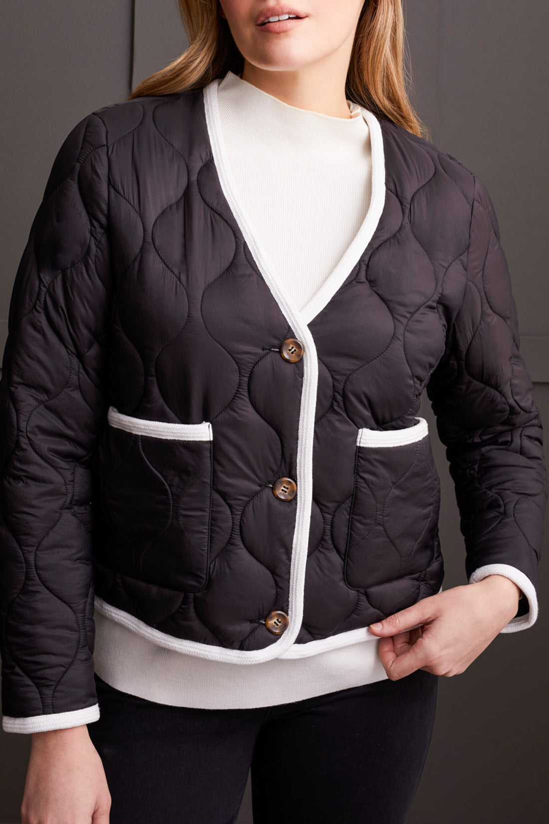 Button Front Puffer Jacket