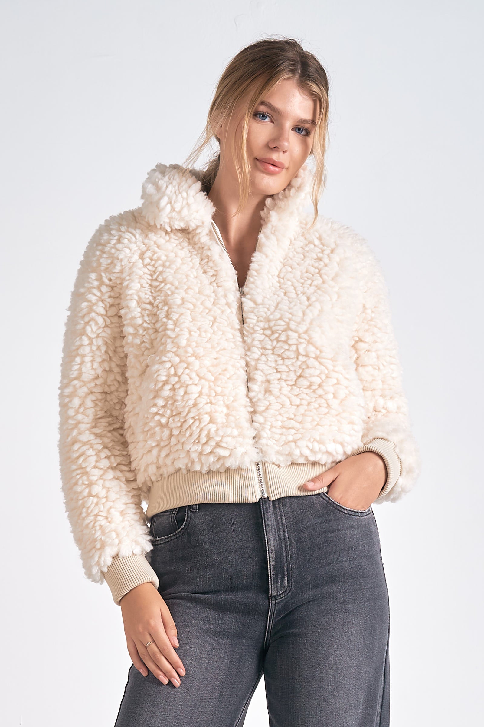 Fuzzy Bomber Jacket