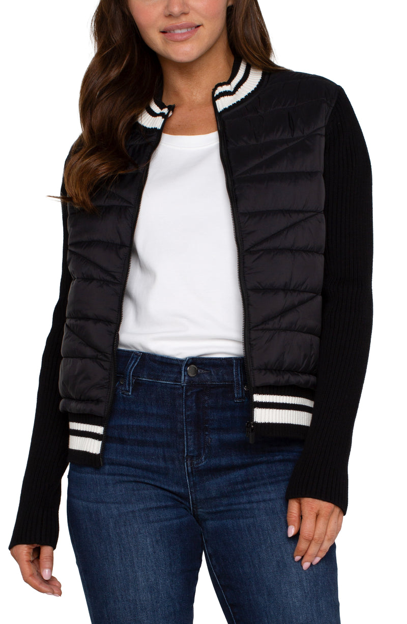 Quilted Zip Front Sweater