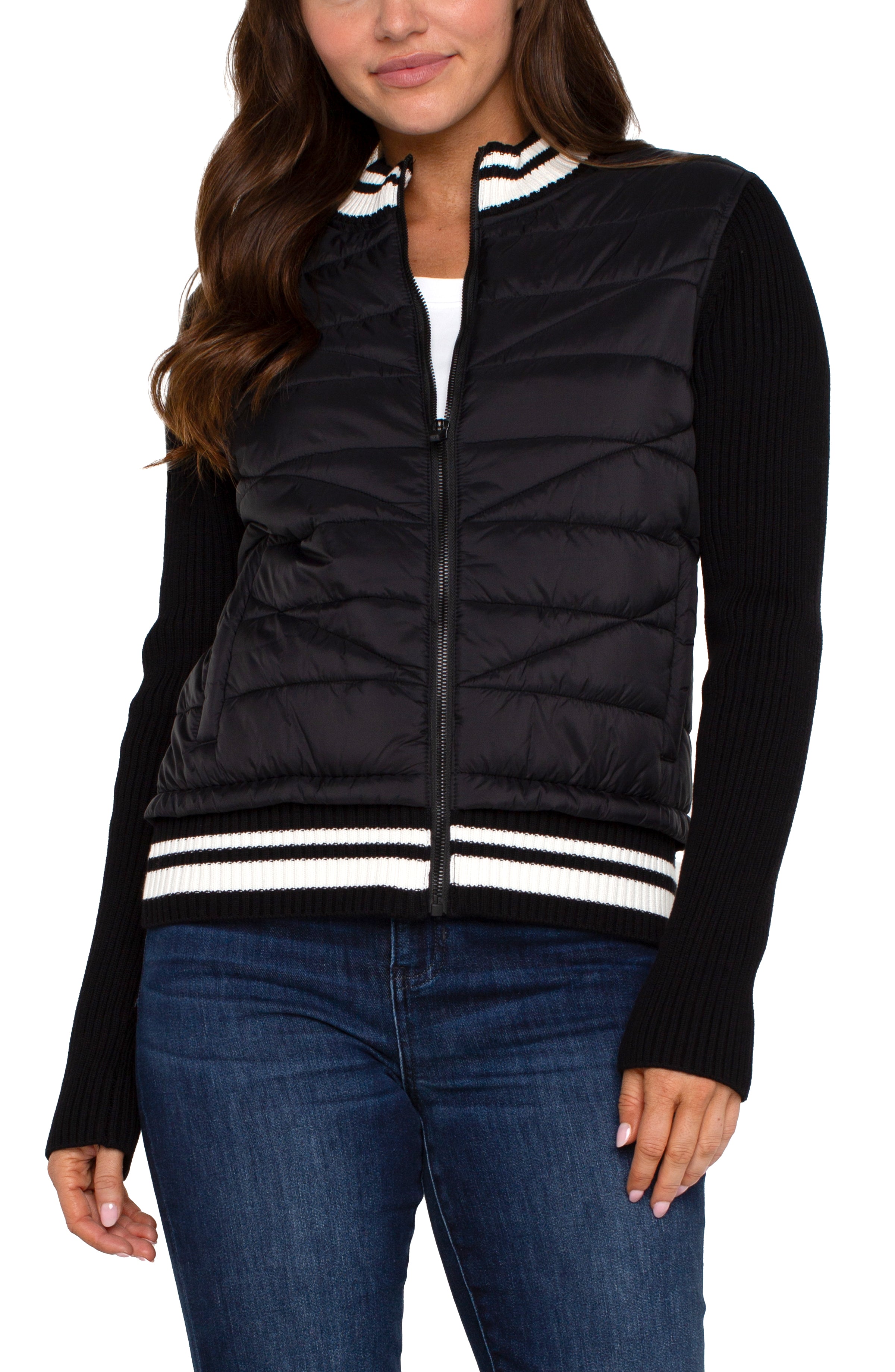 Quilted Zip Front Sweater