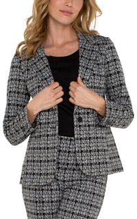 Patterned One-Button Blazer