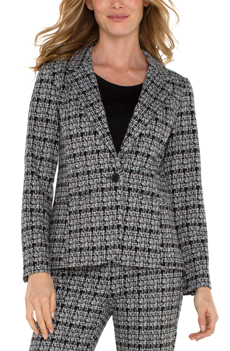 Patterned One-Button Blazer