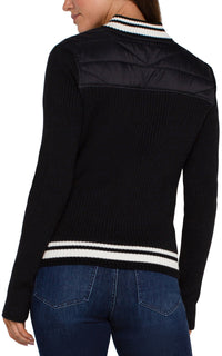 Quilted Zip Front Sweater