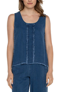 Sleeveless Scoop Neck with Fray