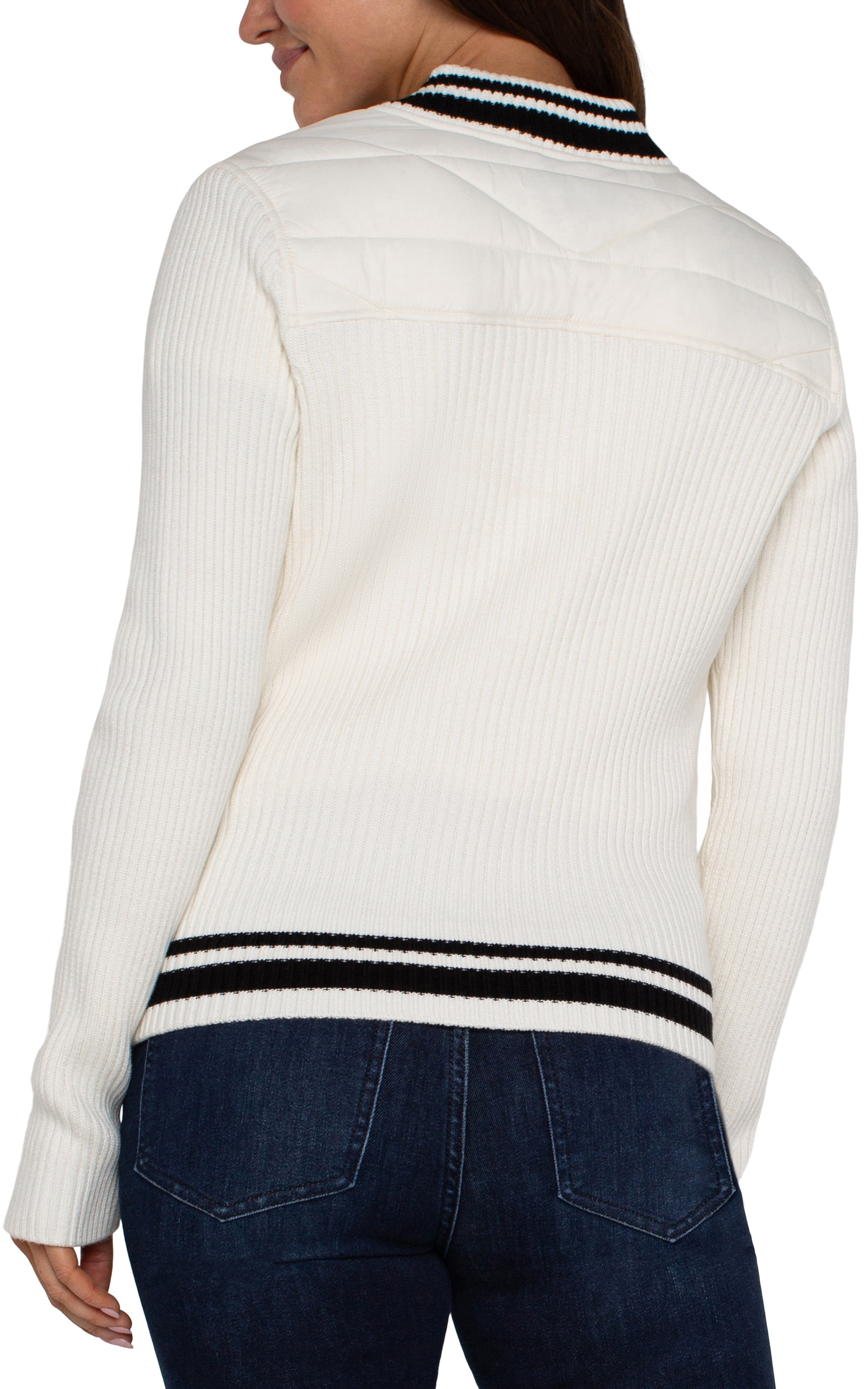 Quilted Zip Front Sweater