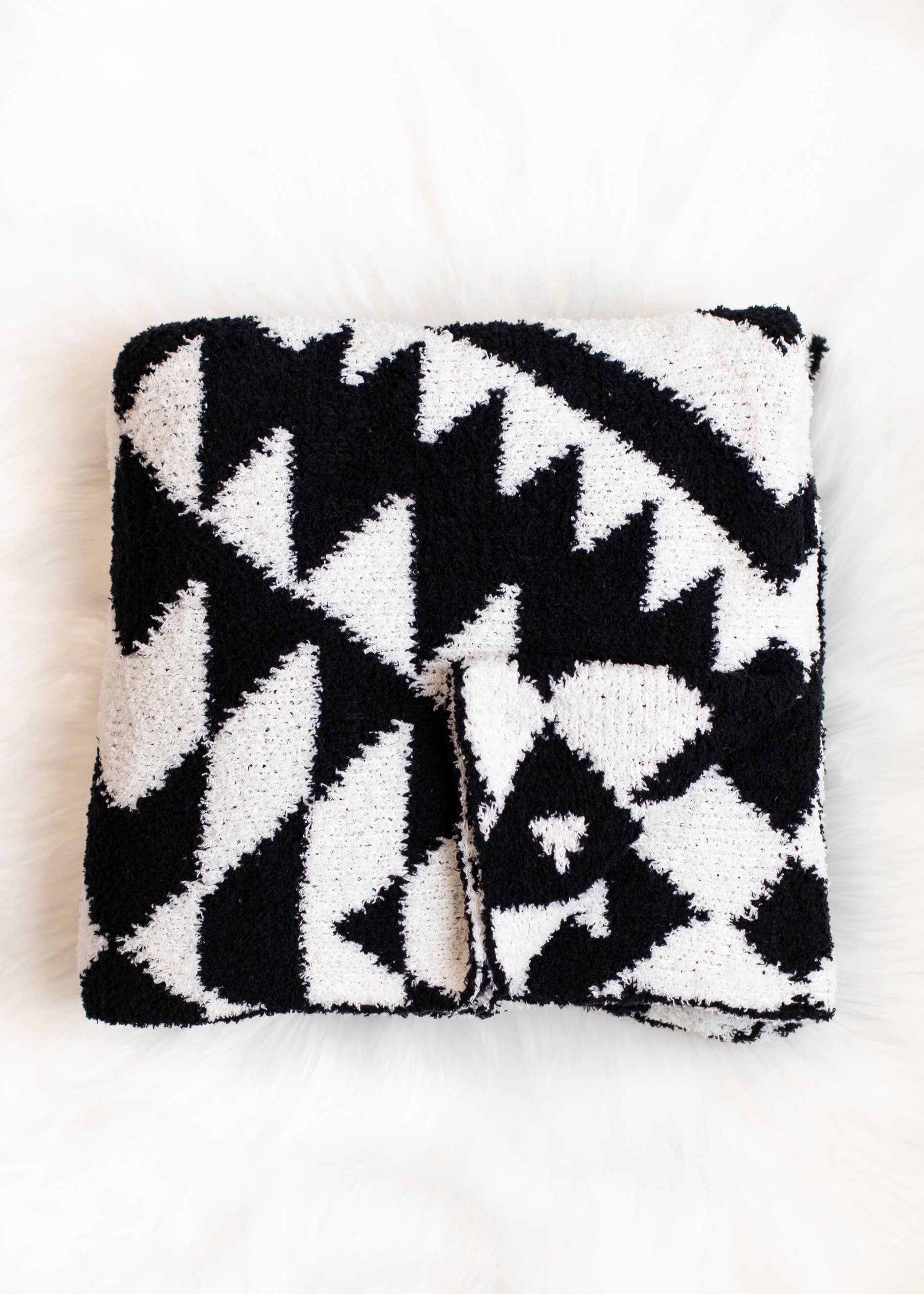 Black Cream Aztec Blanket